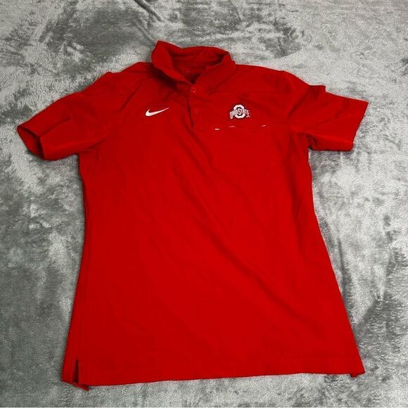 Ohio State Buckeyes Nike Dri-Fit Short Sleeve Polo Shirt Men’s Size Small Red - Picture 1 of 13